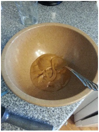 one Cup of All Natural Peanut Butter in Mixing Bowl
